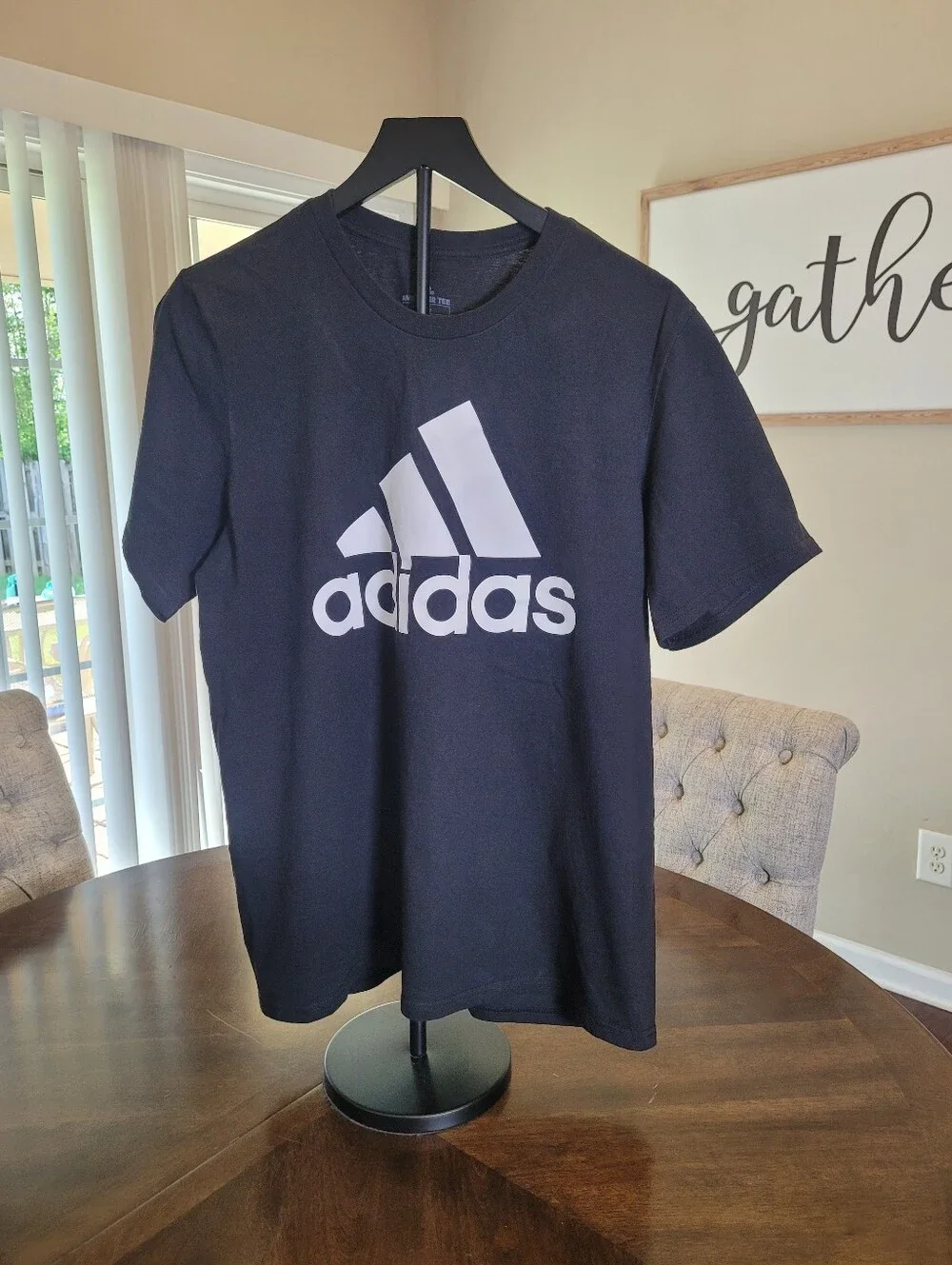 Men's Adidas Black Amplifier Tee with White Logo.  Size L